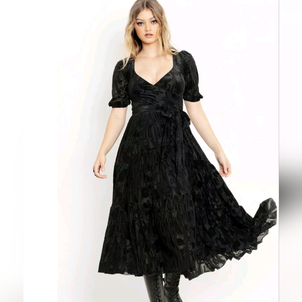 NWT Blackmilk BURNED VELVET Cats Halloween Midaxi Dress Sz Med